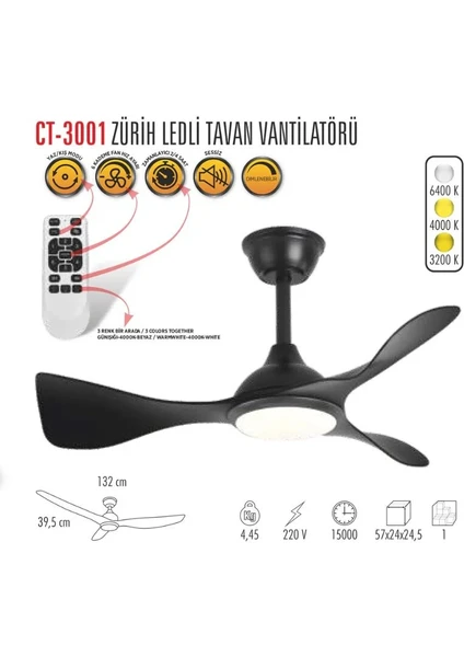 CT-3001 Vantilatör Tavan Armatürü - Görsel 2